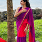 Pure mul cotton saree half pink purple