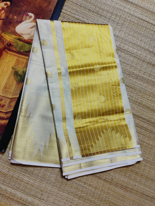 Kerala Tissue set saree with temple border