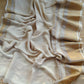 Pure handwoven linen saree with zari borders