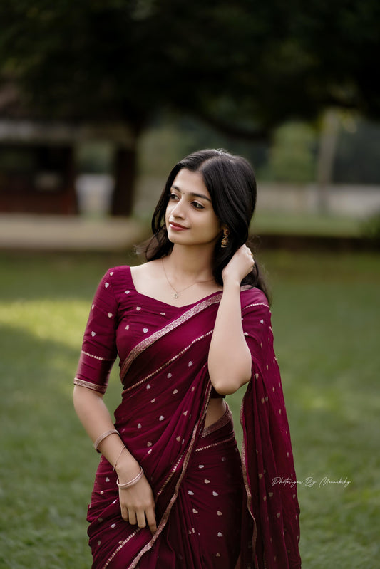 Soft viscous chinon silk saree