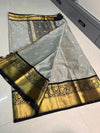 Beautiful semi katan Banarasi silk saree with contrast border