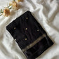 Viscous georgette with satin borders and round sequins buttas