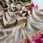 Mul tissue saree with lace border - 2
