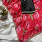 Floral chinon saree with beautiful pearl work border