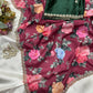 Floral chinon saree with beautiful pearl work border