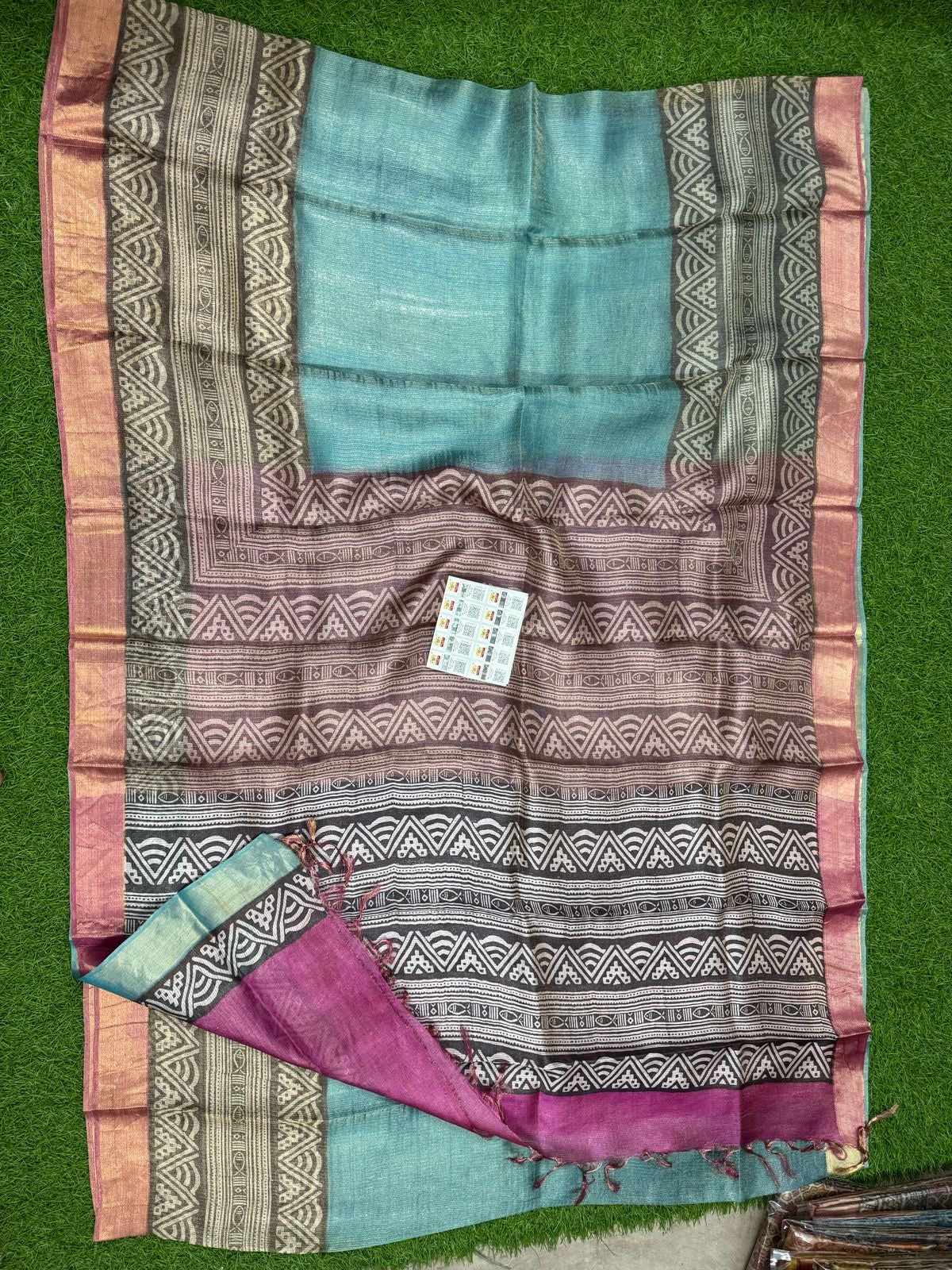 Beautiful soft tussar tissue printed silk saree (Prebooking)