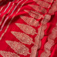Pure banarasi munga silk saree with zari stripes and scalloped border
