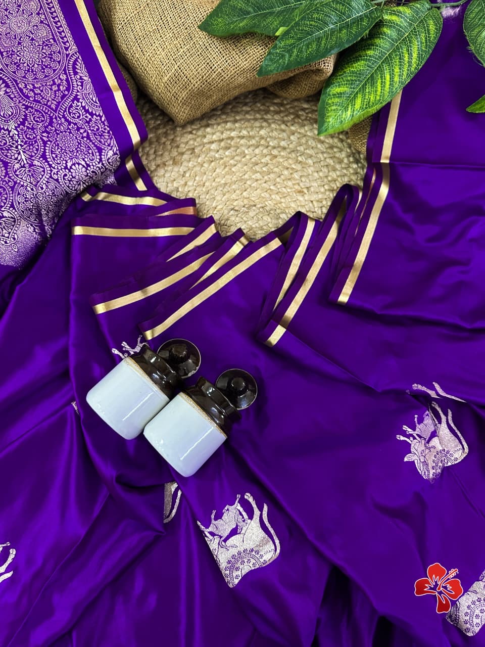 Beautiful semi satin silk saree with pichwai weavings