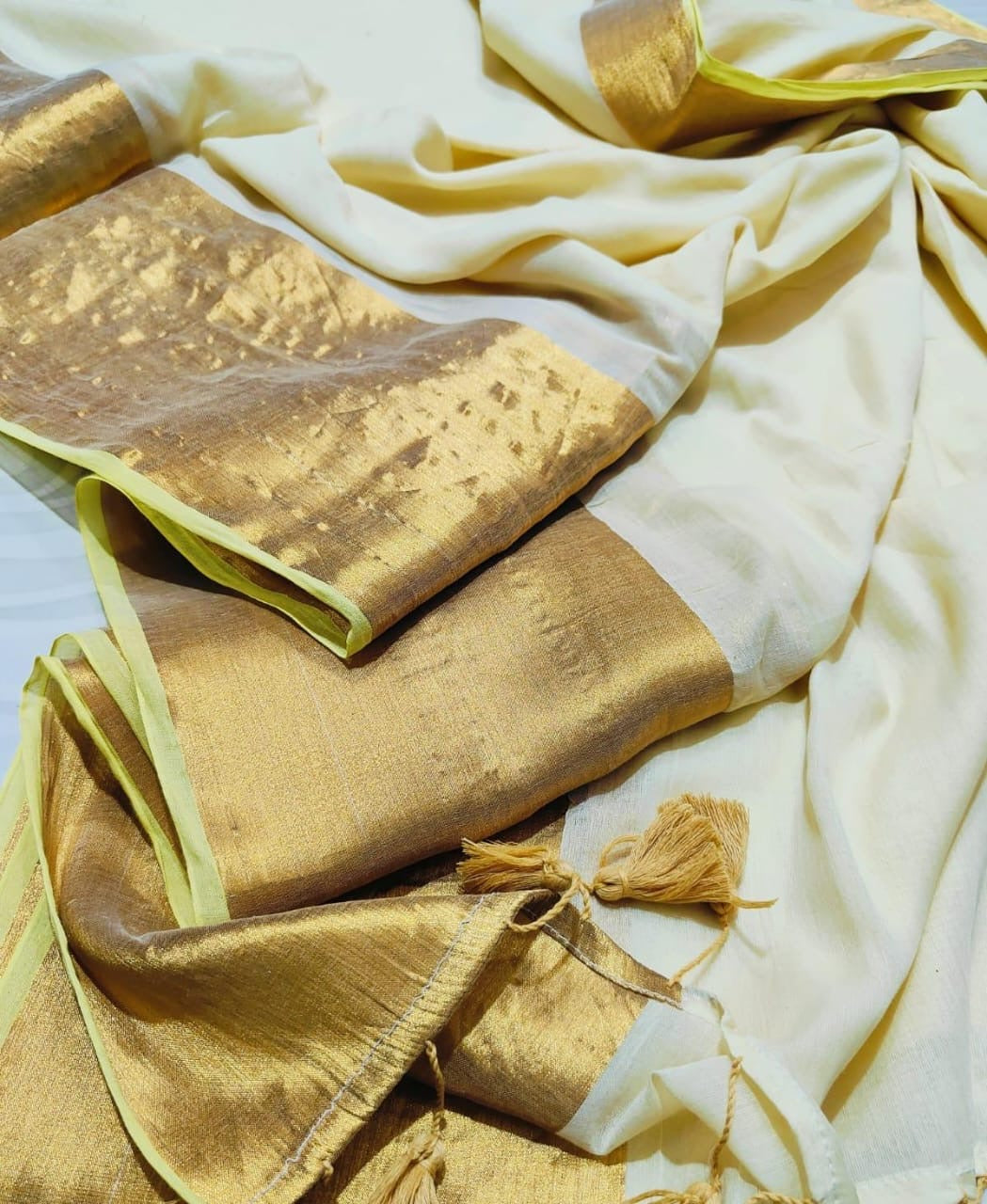 Soft Mul cotton saree - yellow