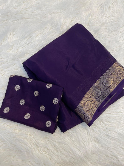 Soft Viscous crushed chinon silk saree