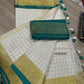 Pure linen checks saree with contrast blouse