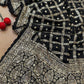 Soft munga silk saree with box checks weavings - black