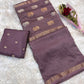 Soft viscous dola silk with beautiful silver and gold elephant motifs in the middle