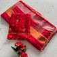 Beautiful viscose organza saree with khatli handwork and scalloped border