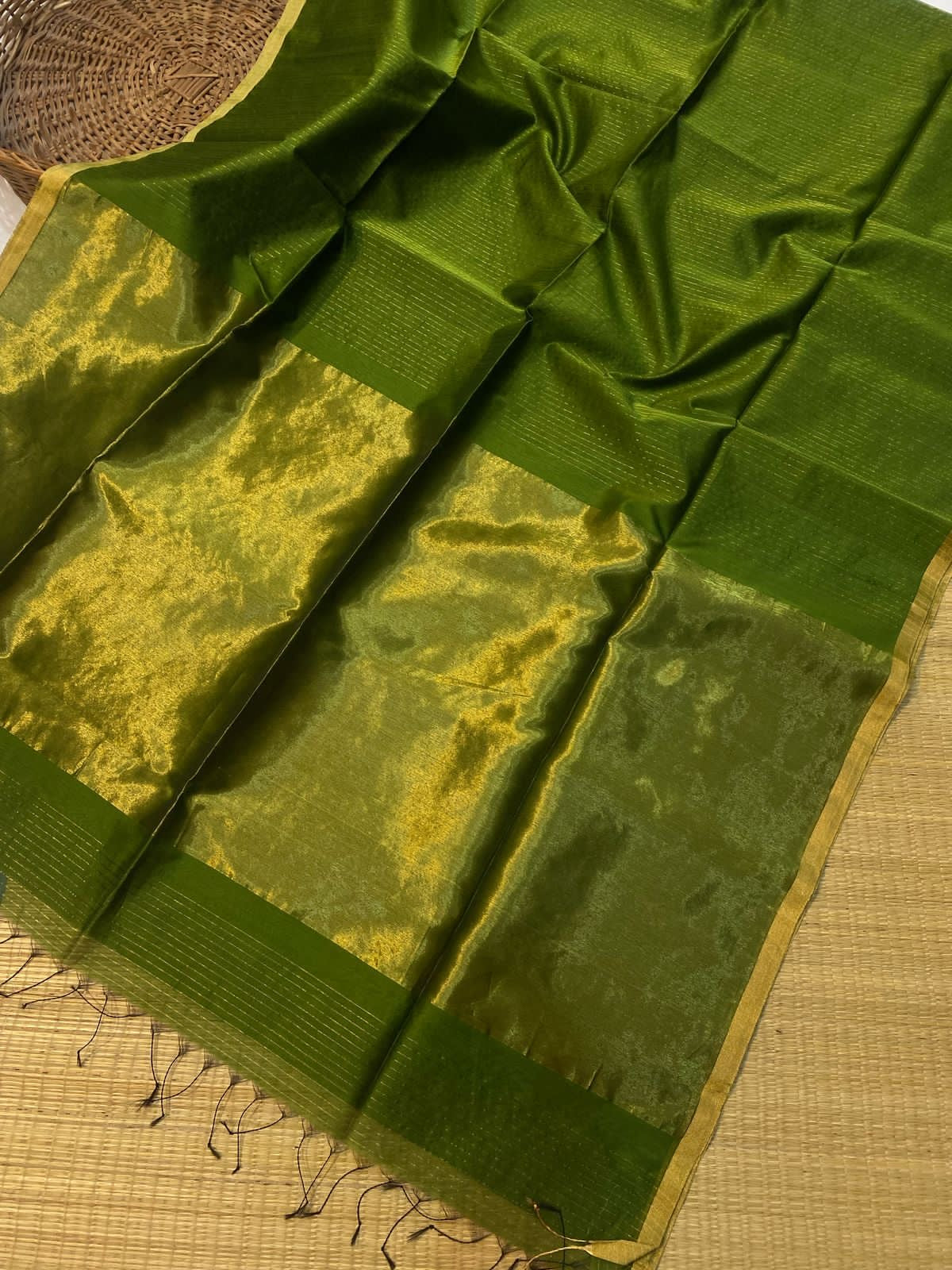 Pure Maheshwari silk cotton saree - small border zari stripes
