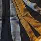 Linen sarees with gold silver zari stripes all over!