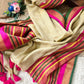 Premium pure mul cotton saree with pink tassels and jacquard border