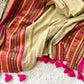 Premium pure mul cotton saree with pink tassels and jacquard border