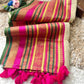 Premium pure mul cotton saree with pink tassels and jacquard border