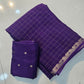 Soft Viscous crushed chinon silk checks saree
