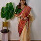 Premium pure mul cotton saree with pink tassels and jacquard border