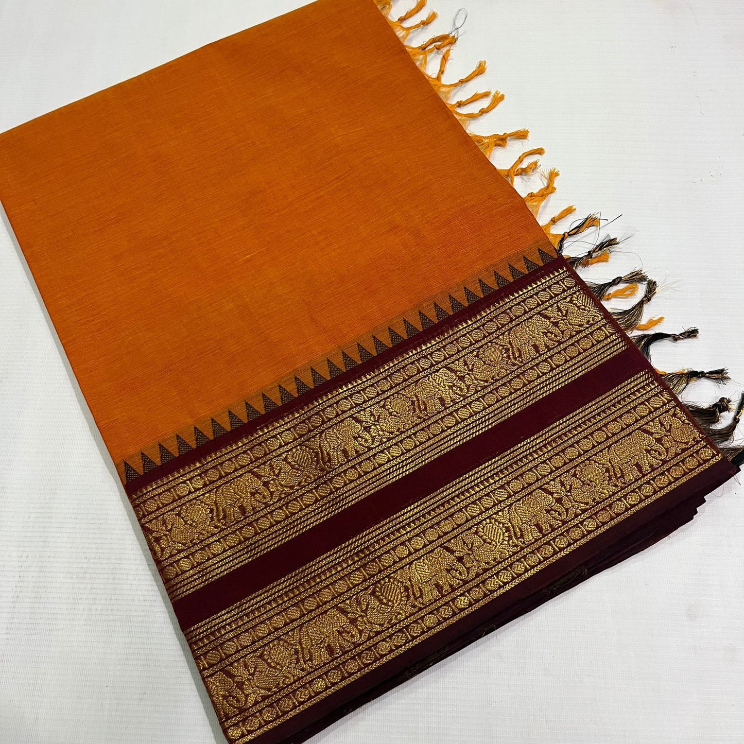 Premium pure kanchi cotton saree with beautiful double border