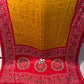 Soft semi satin crape silk saree with mirror work - yellow red
