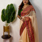 Premium pure mul cotton saree with pink tassels and jacquard border